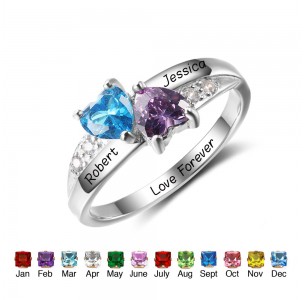 Birthstone Ring, Sterling Silver Personalized Engravable Ring JEWJORI102402